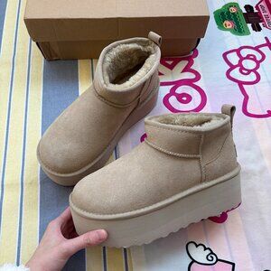 UGG Cream Suede Thick Bottom ModelAnkle Boots